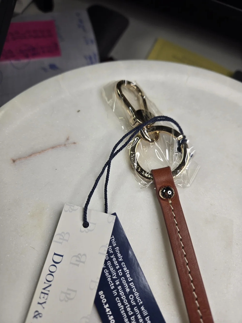 NWT Dooney & Bourke Luggage Tag Key Fob Gold Medallion Charm Rare Discontinued